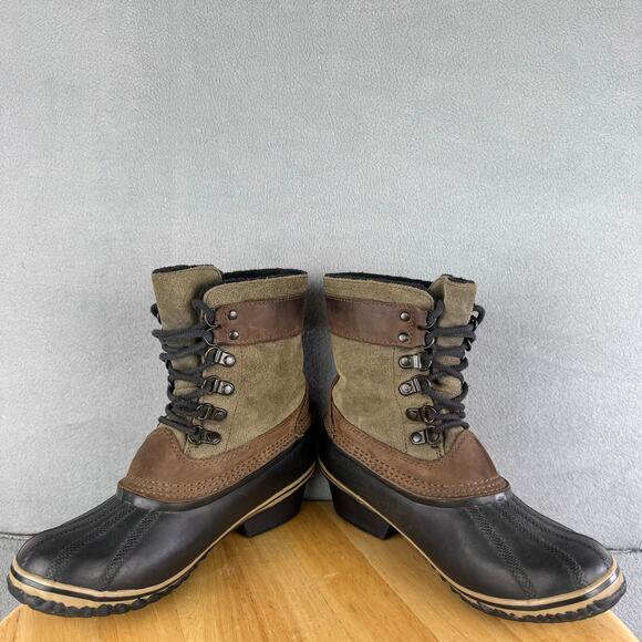 Sorel Fancy Lace II Brown Leather Waterproof Winter Duck Boots Women Size 7 US - Picture 5 of 8